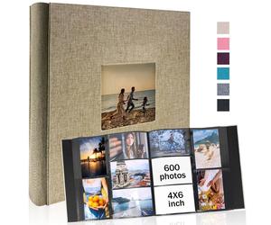 1 album photo en lin 4x6-600 poches avec poches horizontales et verticales, idéal pour les cadeaux de la Saint-Valentin avec les photos de maman dark blue-600 sheets