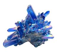 1 amas de cristaux de titane et de quartz d'aura bleue (700-750 g)