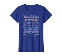 1 an de Mariage | Anniversaire de Mariage - Noces de Coton T-Shirt, Femme, Bleu Royal, XXL
