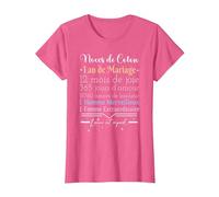 1 an de Mariage | Anniversaire de Mariage - Noces de Coton T-Shirt, Femme, Rose Chiné, 3XL