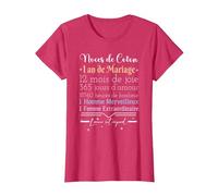 1 an de Mariage | Anniversaire de Mariage - Noces de Coton T-Shirt, Femme, Rouge Chiné, XS