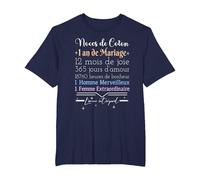 1 an de Mariage | Anniversaire de Mariage - Noces de Coton T-Shirt, Homme Grandes Tailles, Bleu Marine, 5X Tall