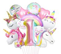 1 An Decoration Anniversaire Licorne, Ballon Aluminium Licorne, Géants Ballons Numéro 1, Étoile Arc-en-Ciel Ballon, Fournitures Fête Licorne pour Fille Anniversaire Fête Décorations