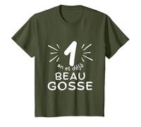 1 an et déjà Beau Gosse. Phrase Humour pour Cadeau garçon T-Shirt, Enfant, Olive, 12 Ans