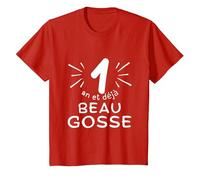 1 an et déjà Beau Gosse. Phrase Humour pour Cadeau garçon T-Shirt, Enfant, Rouge, 3 Ans