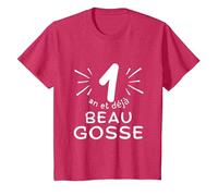 1 an et déjà Beau Gosse. Phrase Humour pour Cadeau garçon T-Shirt, Enfant, Rouge Chiné, 2 Ans