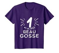 1 an et déjà Beau Gosse. Phrase Humour pour Cadeau garçon T-Shirt, Enfant, Violet, 10 Ans