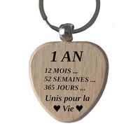 1 an Porte-Clés en Bois Personnalisé - Petit Cadeau pour Anniversaire de Mariage ou Anniversaire de Couple 1 an de Mariage Cadeau Noces de Coton