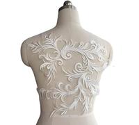1 applique élégante en dentelle 32 x 40 cm - Dentelle brodée en polyester de qualité supérieure avec motif à paillettes for robe de mariée et décoration DIY