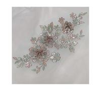 1 applique en dentelle blanche élégante - Motif de bordure - 33 x 19 cm - Écusson brodé for projets de couture et de loisirs créatifs(Green Coffee)