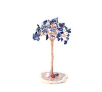 1 arbre en cristal de lapis lazuli naturel fait à la main enroulé sur une base en tranche d'agate naturelle, pour la maison, le bureau, le salon, la guérison, le Feng Shui