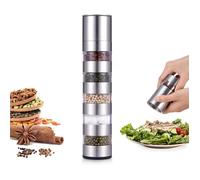 1 article - Ensemble de moulins à sel et à poivre 5 en 1 - Mini salières et poivrières - Finesse réglable - 25 x 5,3 cm