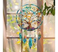 1 attrape-rêves en acrylique coloré à suspendre, décoration de fenêtre de 18 cm avec motif imprimé de style vitrail, décoration murale arc-en-ciel, idée cadeau et décoration de jardin pour l'intérieur