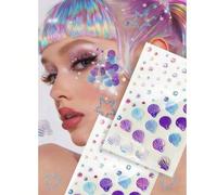 1 autocollant de coquillage coloré, maquillage de sirène, autocollant de perle et de diamant, bijoux de visage de style plage, gemmes scintillantes d'aurore Y2K, autocollants de diamants 3D pour le ma