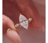 1 bague classique en forme d'yeux de cheval à quatre griffes - Cadeau de fête pour femme