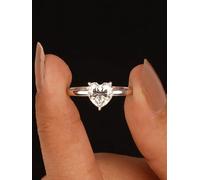 1 bague de fiançailles en argent sterling 1 carat en forme de cœur avec zircon cubique tendance, cadeau pour femme, cadeau d'anniversaire, rendez-vous galant, usage quotidien