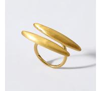 1 bague de manchette réglable à base de cuivre doré brossé double barre allongée ouverte réglable pour femme (doré)