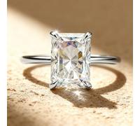 1 bague élégante et élégante en argent sterling 5 carats avec oxyde de zirconium brillant à quatre griffes pour femme, bal de fin d'année, cadeau de fête des mères