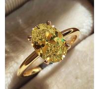 1 bague en argent 925 haute brillance de luxe 1 à 5 carats avec diamant jaune solitaire ovale pour femme pour bal de fin d'année, meilleur cadeau de bijoux fins, cadeaux pour maman, cadeaux de fête