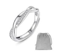 1 bague en argent sterling S925 avec diamants, 1 sac de rangement, bijou de niche de luxe léger, bague ouverte simple pour femme, bague réglable pour femme, cadeau pour petite amie et épouse, Argent