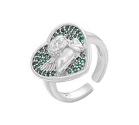 1 bague en forme de cœur avec ange, cupidon pour femme, couleur dorée, bague épaisse, Pierre