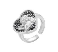 1 bague en forme de cœur avec ange, cupidon pour femme, couleur dorée, bague épaisse, Pierre