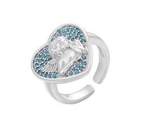 1 bague en forme de cœur avec ange, cupidon pour femme, couleur dorée, bague épaisse, Pierre