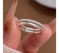 1 bague plaquée argent blanc avec oxyde de zirconium à une seule couche pour femme, usage quotidien, rendez-vous galant, meilleur cadeau d'anniversaire, bijoux fins
