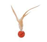 1 balle rebondissante pour chat avec plume, queue rebondissante interactive, jouet de divertissement pour chats d'intérieur, mini balles rebondissantes de basketball/football/baseball, jouets pour