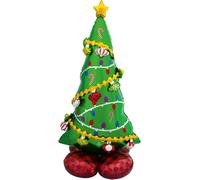 1 ballon AirLoonz Sapin de Noël env. 130 cm non gonflé - Avec les AirLoonz, vous n'avez plus besoin d'hélium et vous avez une superbe décoration d'intérieur Décoration de vitrine pour Noël