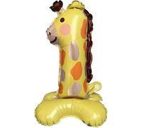 1 ballon en aluminium avec support chiffre girafe, 40 cm