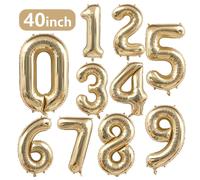 1 ballon numérique géant en feuille d'aluminium blanc et or clair de 40 pouces pour anniversaires de filles, décoration de ballons à l'hélium chiffres 0-9 40qianjin-8