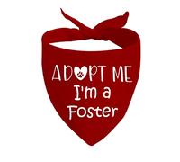 1 bandana « Adopt Me I'm a Foster Dog » pour chien adopté - Bandana annonce pour bébé chien (Adopt Me D rouge)