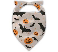 1 bandana réversible d'Halloween pour chien, citrouille, triangle, écharpe beige pour animal domestique, accessoire de costume pour chien et chat