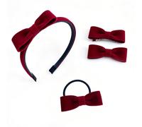 1 Bande De Cheveux Rouge, 1 Corde À Cheveux Et 2 Épingles À Cheveux, Ensemble D'Accessoires Pour Cheveux En Velours, Adapté Pour Attacher Des Queues De Cheval Et Réparer Une Frange Cassée.