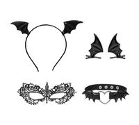 1 Bandeau, 1 Paire D'Épingles À Cheveux, 1 Col Et 1 Masque Pour Les Yeux, Accessoires De Vêtements De Chauve-Souris, Accessoires Punk, Accessoires De Rôle.
