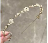 1 Bandeau À Fleurs En Argent Et 1 Paire De Boucles D'Oreilles En Perles, Luxueuses Et Brillantes, Confortables À Porter, Adaptées Aux Accessoires Pour Cheveux De Fête De Mariage.