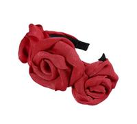 1 bandeau à fleurs roses tendance pour femme et fille - Pour mariage, anniversaire, fête, festival - Rouge