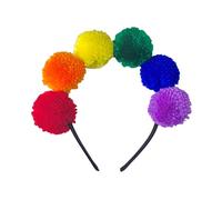 1 bandeau à pompon coloré pour carnaval, fêtes et fêtes - Couleurs arc-en-ciel