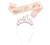 1 bandeau anniversaire, 1 bandoulière 40ème, bandeau anniversaire dames, bandeau 40ème anniversaire dames, bandeau strass