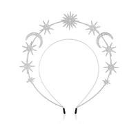 1 bandeau argenté double couche pour femme - Bandeau étoile et lune - Costume de lune - Convient pour les anniversaires, les fêtes, les banquets