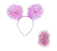 1 Bandeau Boule En Soie, 1 Bracelet Boule En Soie, Accessoires Pour Cheveux Boule Moelleuse, Bandeau À Paillettes Pour Filles, Accessoires De Performance Sur Scène.
