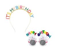 1 bandeau d'anniversaire coloré, 1 lunettes d'anniversaire, bandeau de fête d'anniversaire C'EST MON ANNIVERSAIRE, diadème couronne d'anniversaire