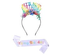 1 Bandeau D'Anniversaire Et 1 Ruban, Bandeaux Colorés Brillants, Accessoires De Fête D'Anniversaire, Accessoires De Déguisement D'Anniversaire