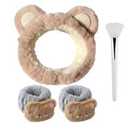 1 Bandeau De Maquillage, 2 Bracelets, 1 Grattoir Pour Masque Facial, Bandeau De Soins De La Peau, Bandeau Amusant, Ensemble De Bandeaux Oreilles D'Ours