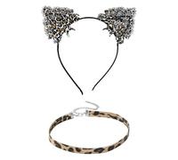 1 Bandeau D'Oreille De Chat Et 1 Col De Léopard, Accessoires Personnalisés Élés, Bandeaux En Dentelle, Accessoires De Vêtements, Accessoires De Rôle.