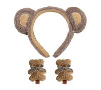 1 Bandeau D'Oreille D'Ours, 1 Paire D'Épingles À Cheveux D'Ours, Couvre-Chef En Peluche, Accessoires Pour Cheveux De Dessin Animé Mignon, Accessoires Pour Cheveux Solides