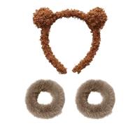 1 Bandeau D'Oreille D'Ours Et 2 Attaches De Cheveux En Peluche, Bandeaux D'Animaux Mignons, Bandeaux En Peluche, Bandeaux Élastiques Pour Filles