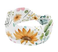 1 bandeau élastique antidérapant pour femme, bandeau en tissu doux pour entraînement, yoga, accessoires pour cheveux, tournesols colorés, 398