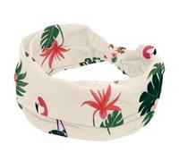 1 bandeau élastique antidérapant pour femme, bandeau en tissu doux pour entraînement, yoga, accessoires pour cheveux, feuilles de flamant rose
